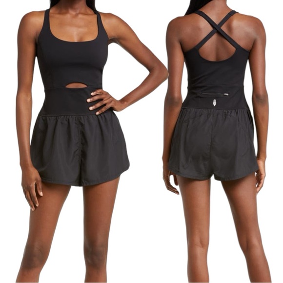 Free People Pants - NWT Free People Movement Righteous Runsie Romper size S in Black
